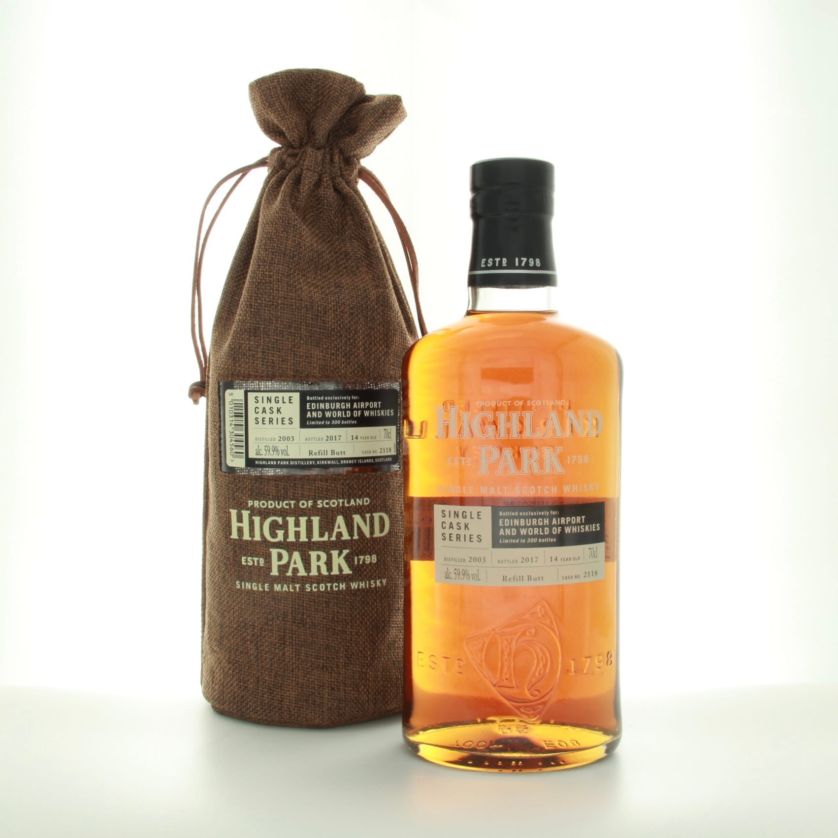 Highland Park 2003 Single Cask 14 Year Old #2118 / Edinburgh Airport And World Of Whiskies 70cl 59.9% Islands Scotland Whisky