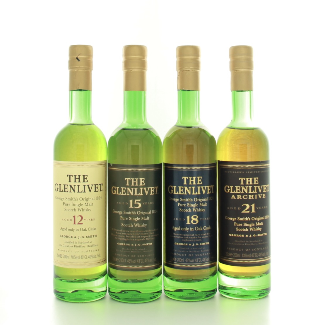 Glenlivet ‘The Range’ Set 20cl 80cl 40% 43% Scotland Speyside Whisky