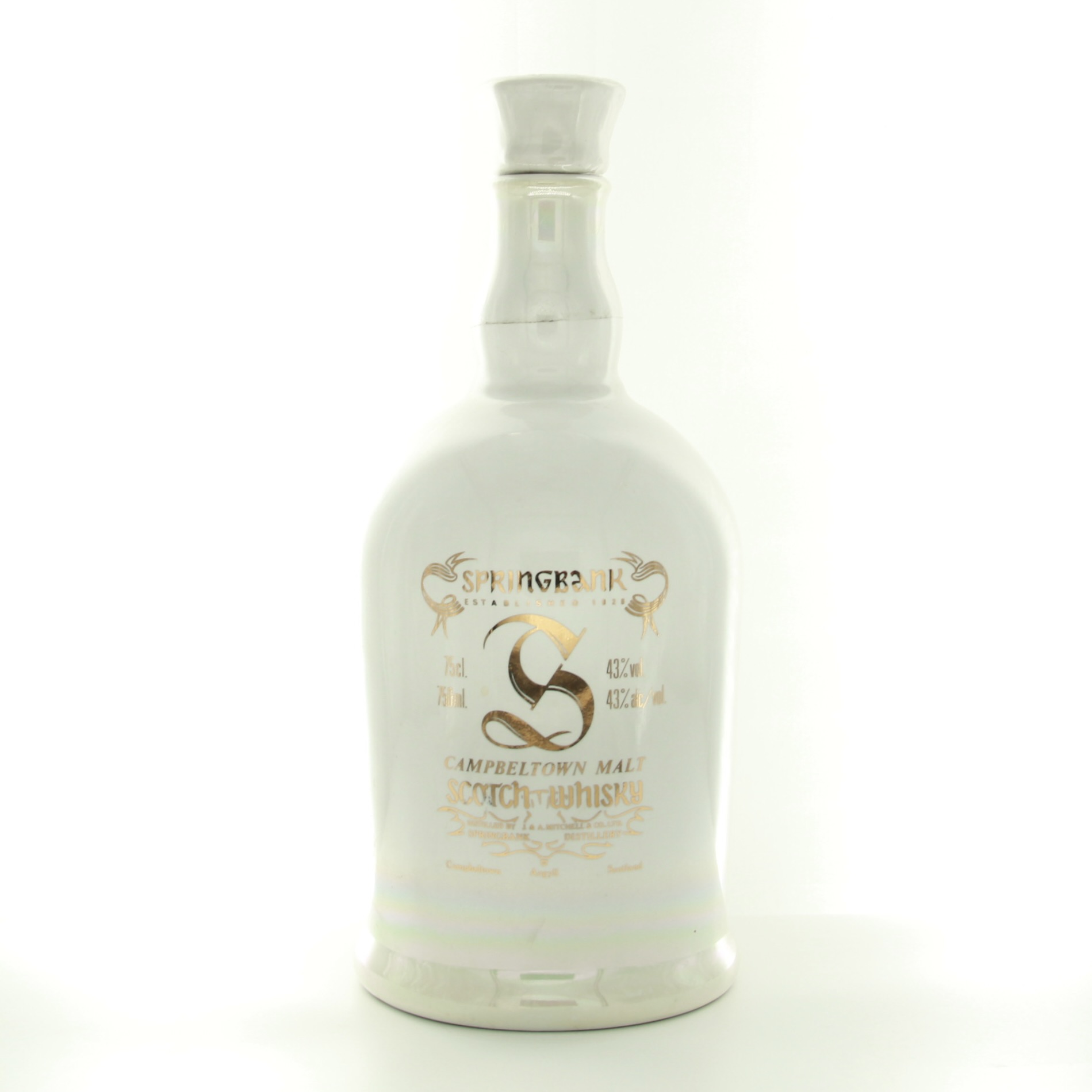 Springbank Campbeltown Malt – White Ceramic Decanter 75cl 43% Campbeltown Scotland Whisky