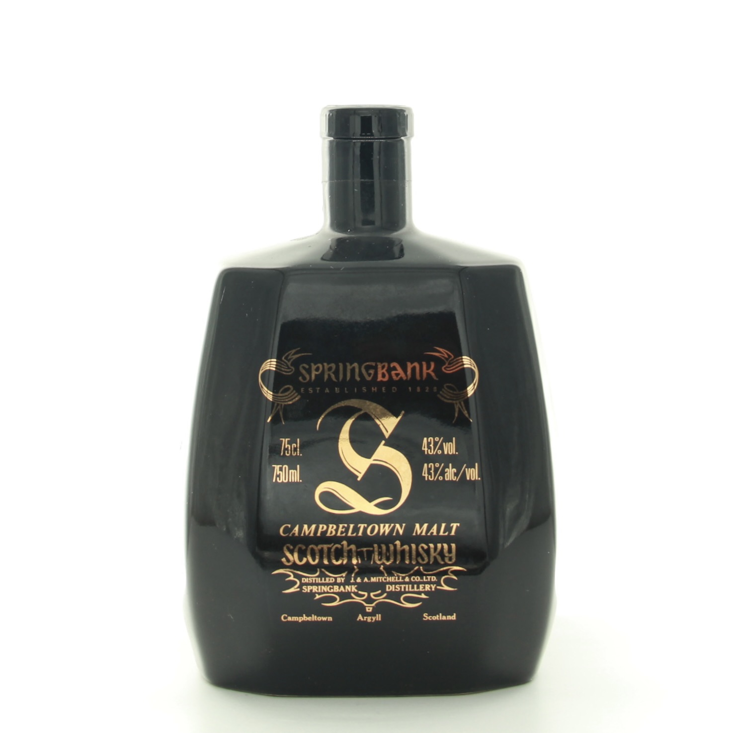 Springbank Campbeltown Malt – Black Ceramic Decanter 75cl 43% Campbeltown Scotland Whisky