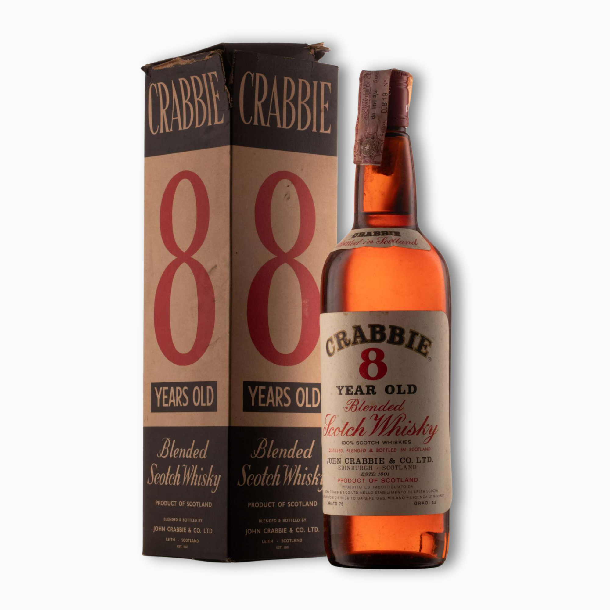Crabbie 8 Year Old Blended Scotch Whisky 1960’s 75cl 43% Scotland Whisky