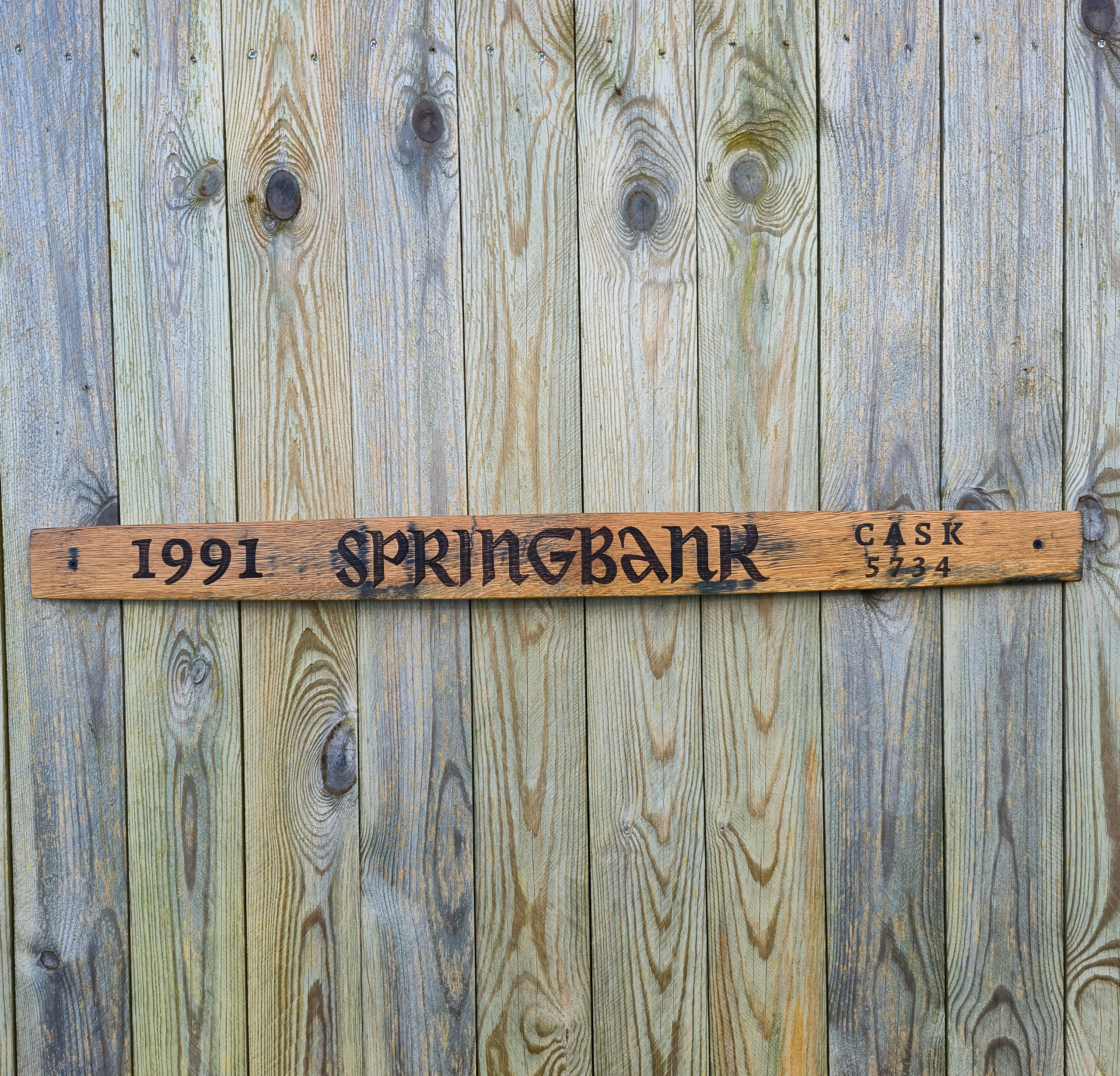Springbank 1991 Reclaimed Oak Whisky Barrel Stave Wall Art N/A% Unique Gifts