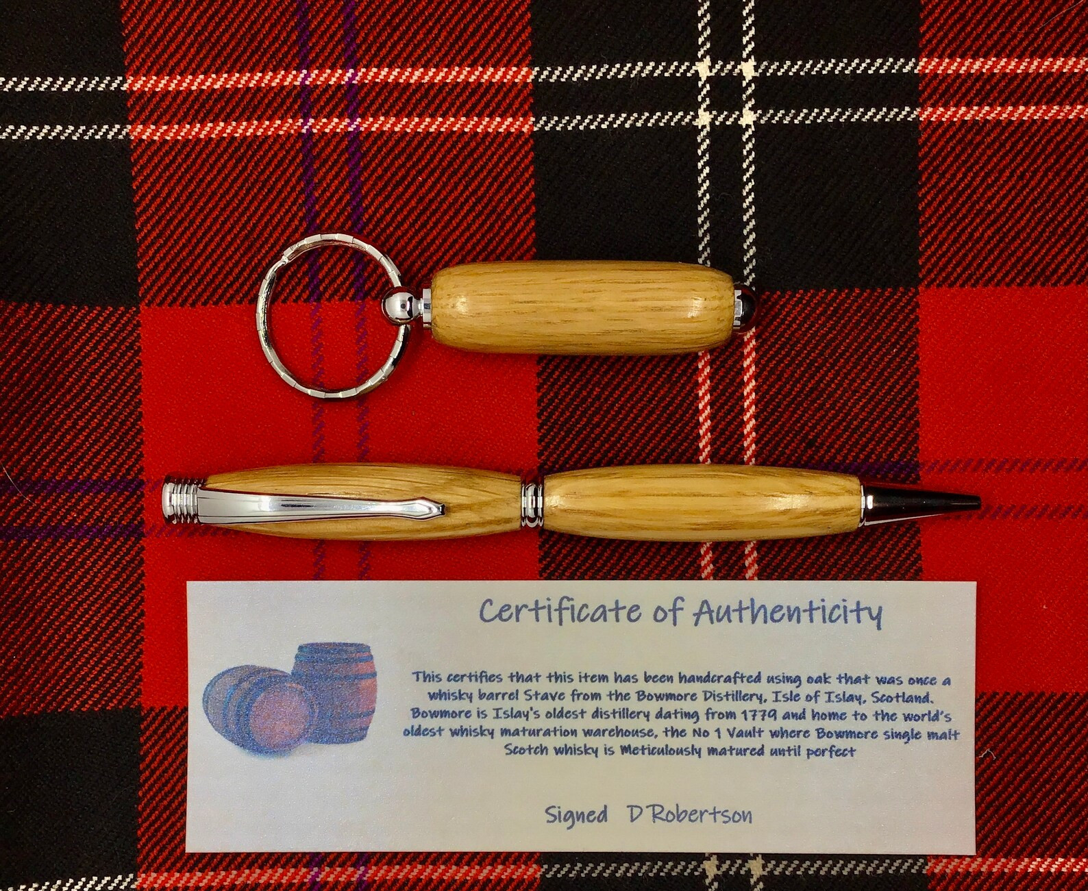 Whisky Barrel Ballpoint Twist Slimline Pen & Keyring Set N/A% Unique Gifts